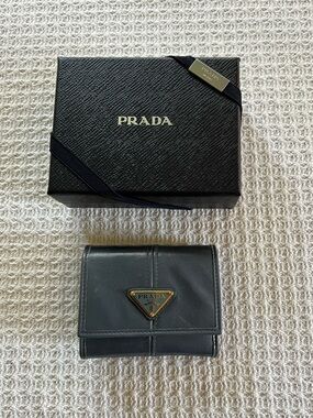 Prada Small Calfskin Leather Wallet Aviation Blue